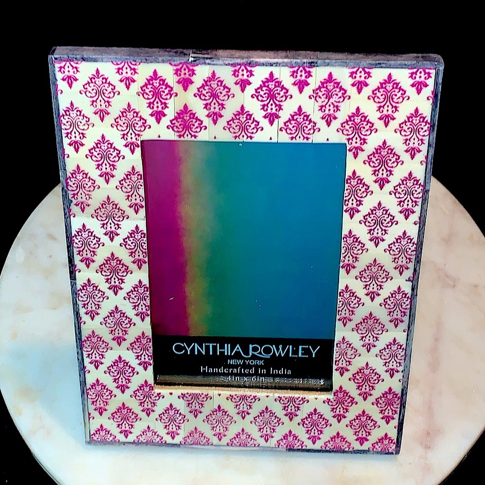 CYNTHIA ROWLEY NEW YORK PICTURE FRAME PURPLE FLORAL MOSAIC HANDCRAFTED NEW